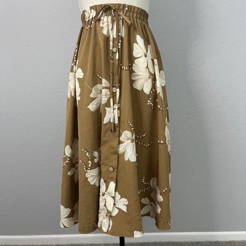 Shein brown floral midi skirt